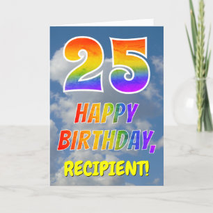 Carte Rainbow Look "25" & "HAPPY BANTHDAY", Nuages, Sky