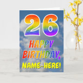 Carte Rainbow Look "26" & "HAPPY BANTHDAY", Nuages, Sky (Fleur jaune)