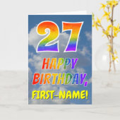 Carte Rainbow Look "27" & "HAPPY BANTHDAY", Nuages, Sky (Fleur jaune)