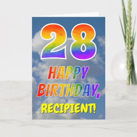 Carte Rainbow Look "28" & "HAPPY BANTHDAY", Nuages, Sky (Devant)