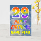 Carte Rainbow Look "29" & "HAPPY BANTHDAY", Nuages, Sky (Fleur jaune)