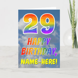 Carte Rainbow Look "29" & "HAPPY BANTHDAY", Nuages, Sky