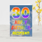 Carte Rainbow Look "30" & "HAPPY BANTHDAY", Nuages, Sky (Fleur jaune)