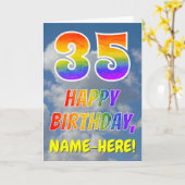 Carte Rainbow Look "35" & "HAPPY BANTHDAY", Nuages, Sky (Fleur jaune)