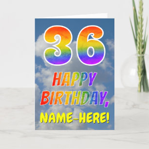 Carte Rainbow Look "36" & "HAPPY BANTHDAY", Nuages, Sky