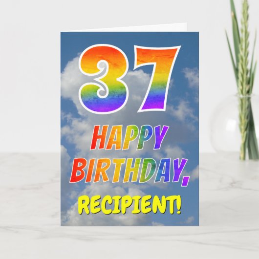 Carte Rainbow Look "37" & "HAPPY BANTHDAY", Nuages, Sky (Devant)