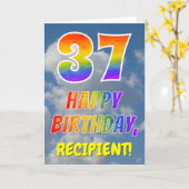 Carte Rainbow Look "37" & "HAPPY BANTHDAY", Nuages, Sky (Fleur jaune)