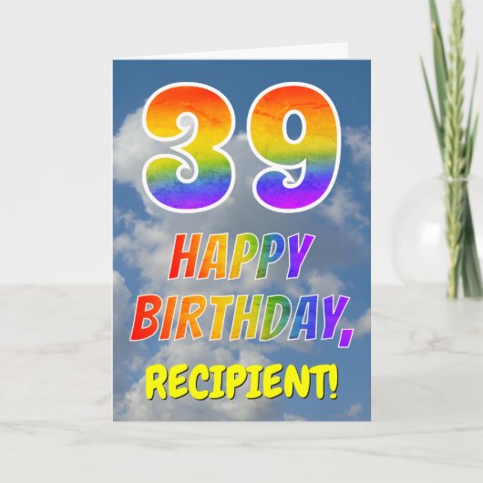 Carte Rainbow Look "39" & "HAPPY BANTHDAY", Nuages, Sky (Devant)
