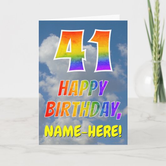 Carte Rainbow Look "41" & "HAPPY BANTHDAY", Nuages, Sky (Devant)