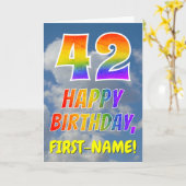 Carte Rainbow Look "42" & "HAPPY BANTHDAY", Nuages, Sky (Fleur jaune)