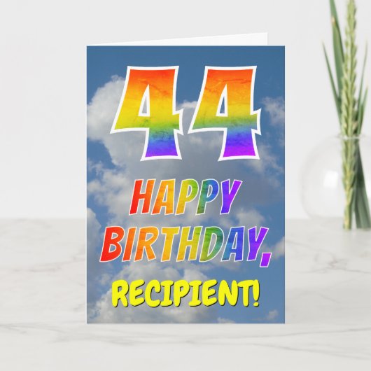 Carte Rainbow Look "44" & "HAPPY BANTHDAY", Nuages, Sky (Devant)