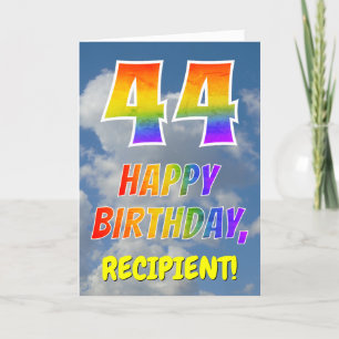 Carte Rainbow Look "44" & "HAPPY BANTHDAY", Nuages, Sky