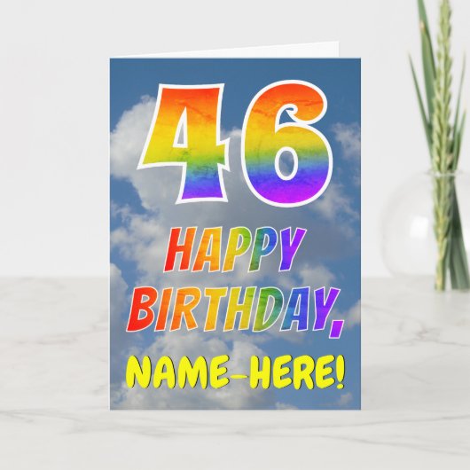 Carte Rainbow Look "46" & "HAPPY BANTHDAY", Nuages, Sky (Devant)