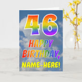 Carte Rainbow Look "46" & "HAPPY BANTHDAY", Nuages, Sky (Fleur jaune)