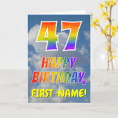 Carte Rainbow Look "47" & "HAPPY BANTHDAY", Nuages, Sky (Fleur jaune)