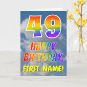 Carte Rainbow Look "49" & "HAPPY BIRTHDAY", Clouds, Sky (Fleur jaune)