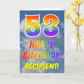 Carte Rainbow Look "53" & "HAPPY BANTHDAY", Nuages, Sky (Fleur jaune)