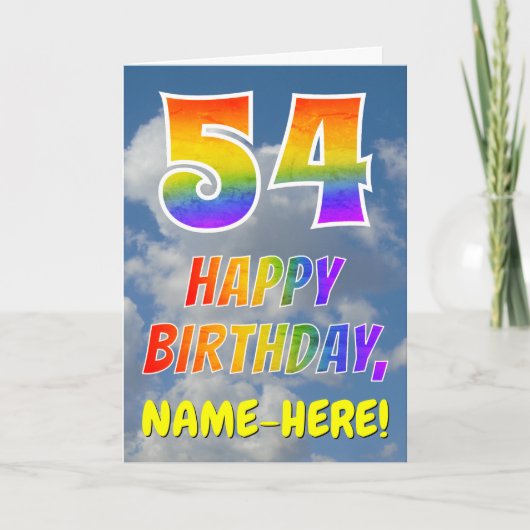 Carte Rainbow Look "54" & "HAPPY BANTHDAY", Nuages, Sky (Devant)
