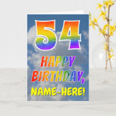 Carte Rainbow Look "54" & "HAPPY BANTHDAY", Nuages, Sky (Fleur jaune)