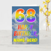Carte Rainbow Look "68" & "HAPPY BANTHDAY", Nuages, Sky (Fleur jaune)