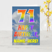 Carte Rainbow Look "71" & "HAPPY BANTHDAY", Nuages, Sky (Fleur jaune)