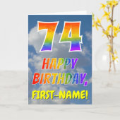 Carte Rainbow Look "74" & "HAPPY BANTHDAY", Nuages, Sky (Fleur jaune)