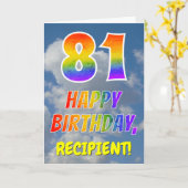 Carte Rainbow Look "81" & "HAPPY BANTHDAY", Nuages, Sky (Fleur jaune)