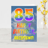 Carte Rainbow Look "85" & "HAPPY BANTHDAY", Nuages, Sky (Fleur jaune)