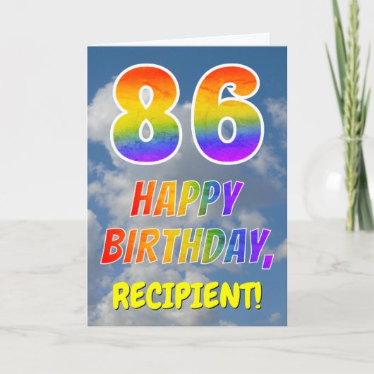 Carte Rainbow Look "86" & "HAPPY BANTHDAY", Nuages, Sky (Devant)