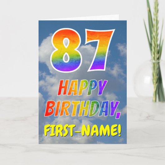 Carte Rainbow Look "87" & "HAPPY BANTHDAY", Nuages, Sky (Devant)
