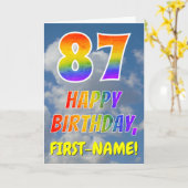 Carte Rainbow Look "87" & "HAPPY BANTHDAY", Nuages, Sky (Fleur jaune)