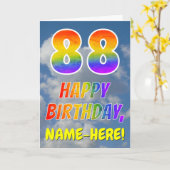 Carte Rainbow Look "88" & "HAPPY BANTHDAY", Nuages, Sky (Fleur jaune)