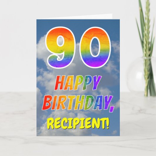 Carte Rainbow Look "90" & "HAPPY BANTHDAY", Nuages, Sky (Devant)