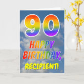 Carte Rainbow Look "90" & "HAPPY BANTHDAY", Nuages, Sky (Fleur jaune)