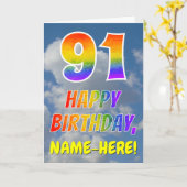 Carte Rainbow Look "91" & "HAPPY BANTHDAY", Nuages, Sky (Fleur jaune)