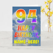 Carte Rainbow Look "94" & "HAPPY BANTHDAY", Nuages, Sky (Fleur jaune)