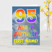Carte Rainbow Look "95" & "HAPPY BANTHDAY", Nuages, Sky (Fleur jaune)