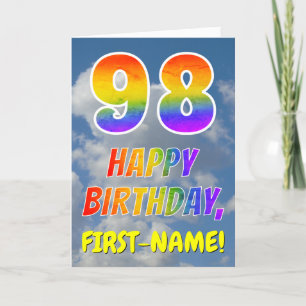 Carte Rainbow Look "98" & "HAPPY BANTHDAY", Nuages, Sky