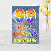Carte Rainbow Look "99" & "HAPPY BANTHDAY", Nuages, Sky (Fleur jaune)