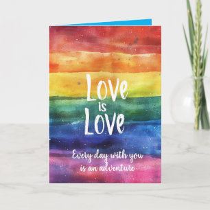 Carte Rainbow Love is Love LGBTQ Valentines card