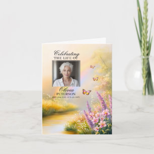 Carte Rainbow Nature Butterflies Funeral PROGRAM   PHOTO