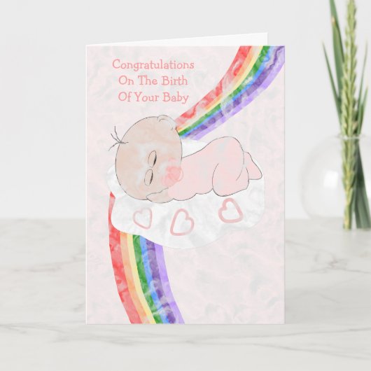 Carte Rainbow New Born Baby Girl (Devant)