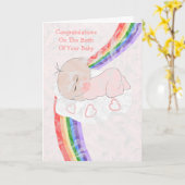 Carte Rainbow New Born Baby Girl (Fleur jaune)