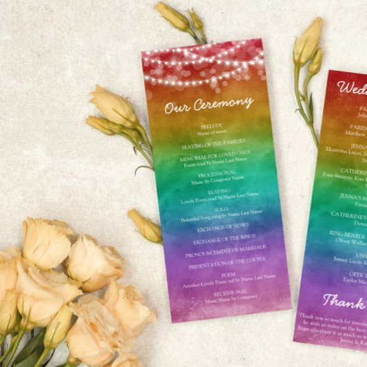 Carte Rainbow Ombre String Lights Détails Mariage gay