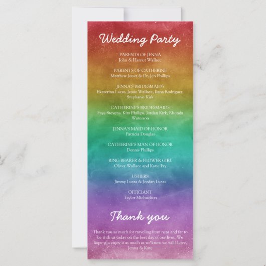 Carte Rainbow Ombre String Lights Détails Mariage gay (Dos)