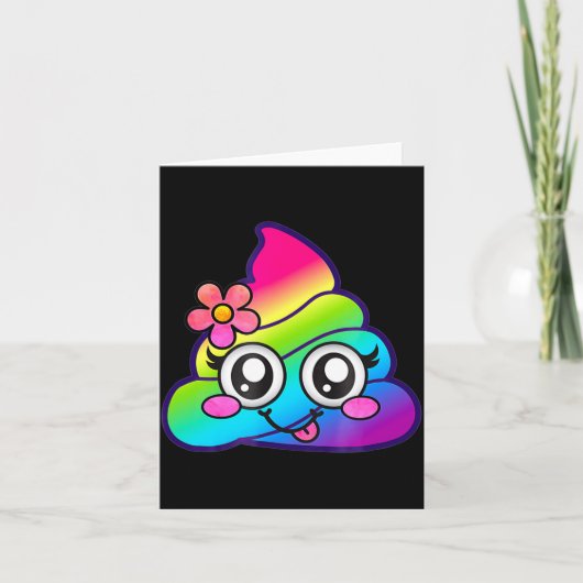 Carte Rainbow Op Emoji Cute Unicorn O Flower Silly  (Devant)