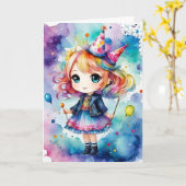 Carte Rainbow Party Magic - Personnalisable anniversaire (Fleur jaune)