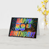 Carte Rainbow Pattern "HAPPY 53RD BIRTHDAY !" + Firework (Fleur jaune)