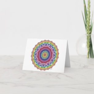Carte Rainbow Spiral et Fleur géométrique Mandala