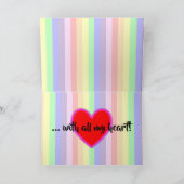 Carte Rainbow Stripes Merci avec tout mon coeur (Intérieur)